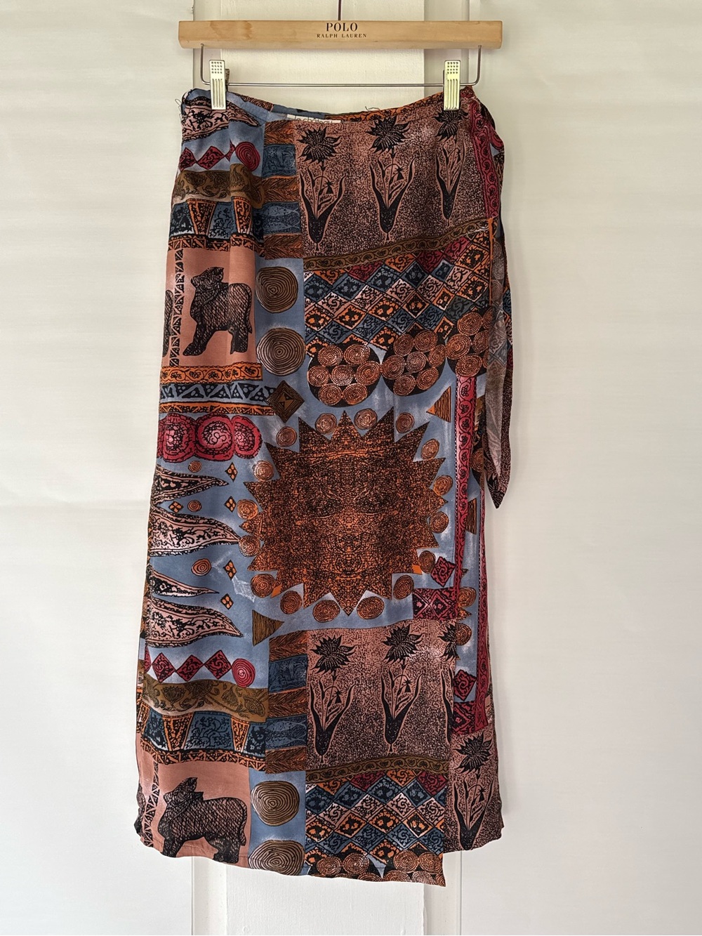 vintage 90s Le Château wrap skirt bohemian patchwork print sz M